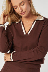 BROWN POLO KNIT SWEATER