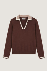 BROWN POLO KNIT SWEATER