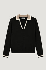 BLACK POLO KNIT SWEATER