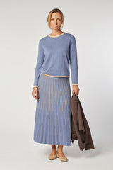 BLUE ROUND NECK KNIT SWEATER