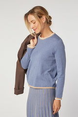 BLUE ROUND NECK KNIT SWEATER