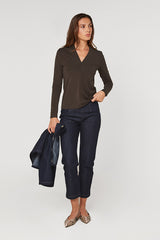 BROWN V NECK T SHIRT