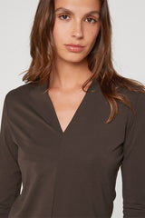 BROWN V NECK T SHIRT