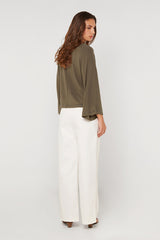 GREEN FLARED LONG SLEEVE T SHIRT