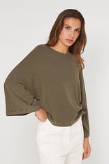 GREEN FLARED LONG SLEEVE T SHIRT