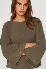 GREEN FLARED LONG SLEEVE T SHIRT