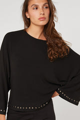 BLACK FLARED LONG SLEEVE T SHIRT