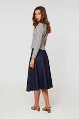 GREY LONG SLEEVE PEPLUM SWEATER