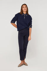 NAVY BLUE TWO TONE POLO SWEATER