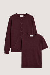 PURPLE ROUND NECK WOOL TWIN SET