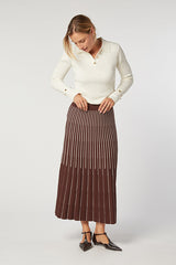 BROWN LONG KNIT SKIRT