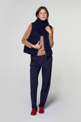 NAVY BLUE SLEEVELESS CASHMERE PUFFER JACKET