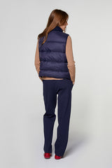 NAVY BLUE SLEEVELESS CASHMERE PUFFER JACKET