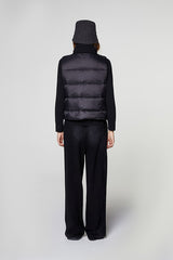 BLACK SLEEVELESS CASHMERE PUFFER JACKET