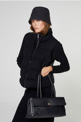 BLACK SLEEVELESS CASHMERE PUFFER JACKET