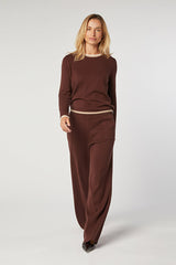 BROWN WIDE LEG KNIT TROUSERS
