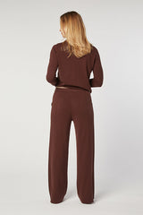 BROWN WIDE LEG KNIT TROUSERS