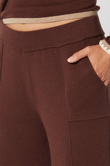 BROWN WIDE LEG KNIT TROUSERS