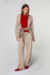 BEIGE CASHMERE WIDE LEG TROUSERS