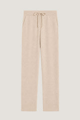 BEIGE CASHMERE WIDE LEG TROUSERS