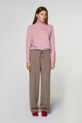 BROWN CASHMERE WIDE LEG TROUSERS