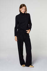 BLACK CASHMERE WIDE LEG TROUSERS