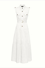 PRINCIPATO SLEEVELESS WHITE LINEN DRESS