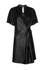 BLACK VEGAN LEATHER SHORT DRESS