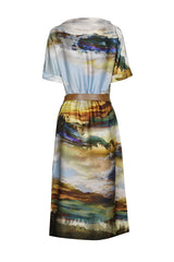 LANDSCAPE DESIGN STRAIGHT-FITTING DRESS