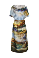 LANDSCAPE DESIGN STRAIGHT-FITTING DRESS