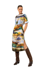 LANDSCAPE DESIGN STRAIGHT-FITTING DRESS