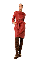 SLIGHTLY FITTED DRESS IN VEGAN LEATHER