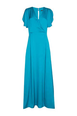 TURQUOISE SHINY VISCOSE MAXI DRESS