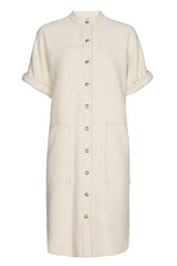 CREAM STRAIGHT-FITTING BOUCLETTE DRESS