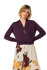 PLUM FAUX CACHE-COEUR SWEATER