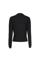 BLACK FITTED WRAP-EFFECT PULLOVER