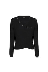 BLACK FITTED WRAP-EFFECT PULLOVER