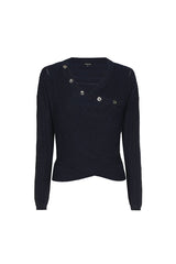MIDNIGHT BLUE FITTED WRAP-EFFECT PULLOVER