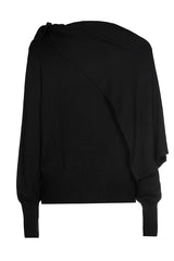 BLACK BOW SHOULDER DETAIL ELEGANT PULLOVER