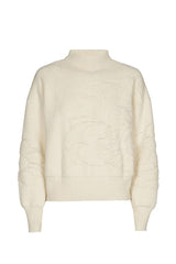 CREAM RELIEF PATTERN FLORAL COSY PULLOVER