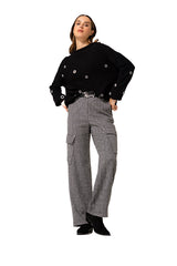 BLACK STRAIGHT-FITTING COSY PULLOVER