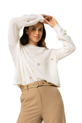 WINTER WHITE STRAIGHT-FITTING COSY PULLOVER