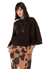 COFFEE KIMONO SLEEVE SHORT PULLOVER