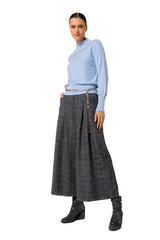 SKY BLUE OPENWORK EFFECT FINE-KNIT LOOSE PULLOVER