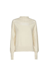 CREAM OPENWORK EFFECT FINE-KNIT LOOSE PULLOVER