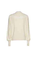 CREAM OPENWORK EFFECT FINE-KNIT LOOSE PULLOVER
