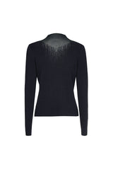 MIDNIGHT BLUE RIBBED JERSEY FITTED DRESSY PULLOVER