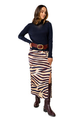 MIDNIGHT BLUE RIBBED JERSEY FITTED DRESSY PULLOVER