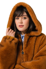 CARAMELLO FAUX FUR BOMBER JACKET