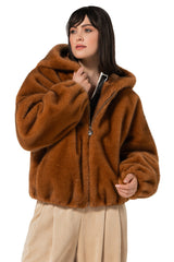 CARAMELLO FAUX FUR BOMBER JACKET